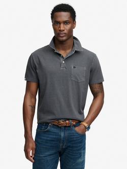 Superdry Classic Linen Blend Polo Shirt, Chrome Grey, Chrome Grey
