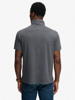 Superdry Classic Linen Blend Polo Shirt, Chrome Grey - view 2, Chrome Grey