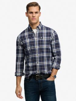 Superdry Long Sleeve Cotton Lumberjack Shirt, Hampton Blue, Hampton Blue