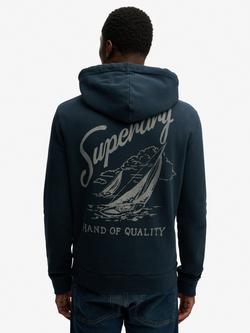 Superdry Dockside Embroidered Hoodie, Eclipse Navy - view 2, Eclipse Navy