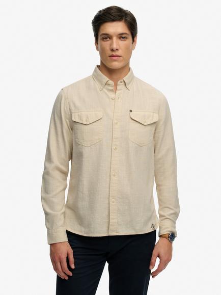 Superdry Lite Long Sleeve Shirt, Riff White