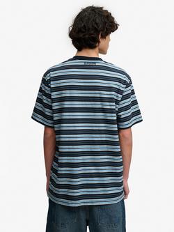 Superdry Oversized Stripe T-Shirt, Blue - view 2, Blue