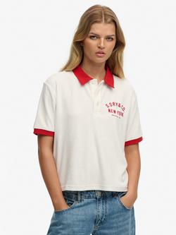 Superdry Heritage Terry Polo Shirt, Cream