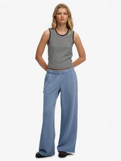 Superdry Essential Logo Wide Leg Joggers, Tidal Blue, Tidal Blue