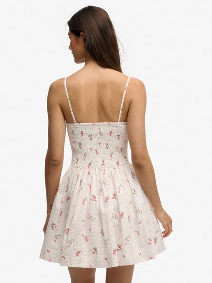 Superdry Corset Cami Mini Dress, Polka Floral Cream - view 2, Polka Floral Cream