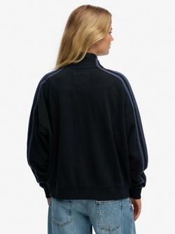 Superdry Athletic Essentials Applique Loose Zip Track Top, Eclipse Navy - view 2, Eclipse Navy