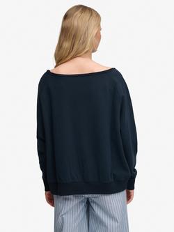 Superdry Athletic Essentials Bardot Crew Sweatshirt, Eclipse Navy - view 2, Eclipse Navy