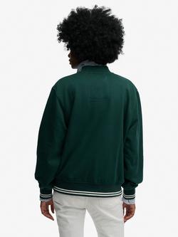 Superdry Country Club Jersey Bomber Jacket, Dark Pine Green - view 2, Dark Pine Green