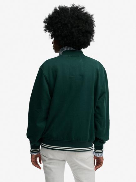Superdry Country Club Jersey Bomber Jacket, Dark Pine Green - view 2, Dark Pine Green