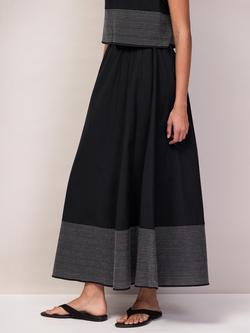 Ro&Zo Contrast Stitch Maxi Skirt, Black, Black