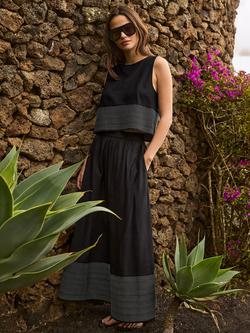 Ro&Zo Contrast Stitch Maxi Skirt, Black - view 2, Black