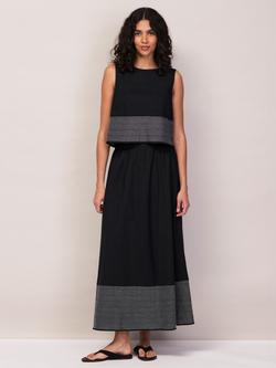 Ro&Zo Petite Contrast Stitch Maxi Skirt, Black, Black
