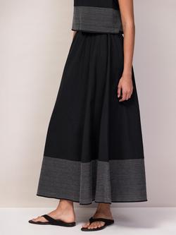 Ro&Zo Petite Contrast Stitch Maxi Skirt, Black - view 2, Black