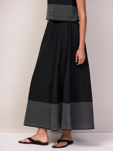 Ro&Zo Petite Contrast Stitch Maxi Skirt, Black - view 2, Black