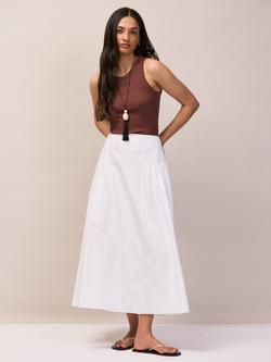 Ro&Zo Petite Pure Cotton Midi Skirt, White, White
