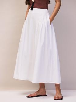 Ro&Zo Pure Cotton Gathered Midi Skirt, White - view 2, White