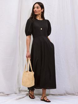 Ro&Zo Cotton Voile Seam Waist Dress, Black, Black