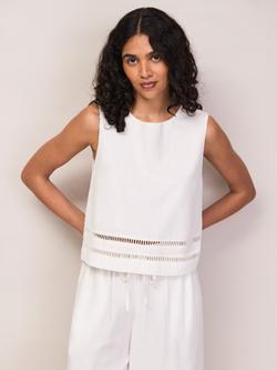 Ro&Zo Ladder Trim Shell Top, White, White