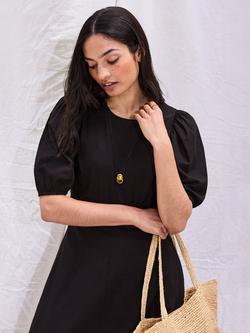 Ro&Zo Petite Cotton Voile Seam Waist Dress, Black - view 2, Black