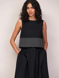 Ro&Zo Contrast Stitch Sleeveless Top, Black, Black