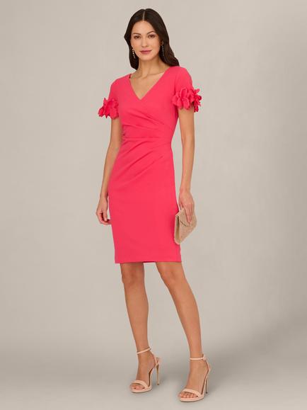 Adrianna Papell Petite Knit Crepe Dress, Petunia - view 2, Petunia