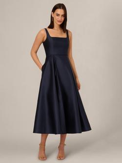 Adrianna Papell Petite Mikado Ankle Dress, Midnight, Midnight