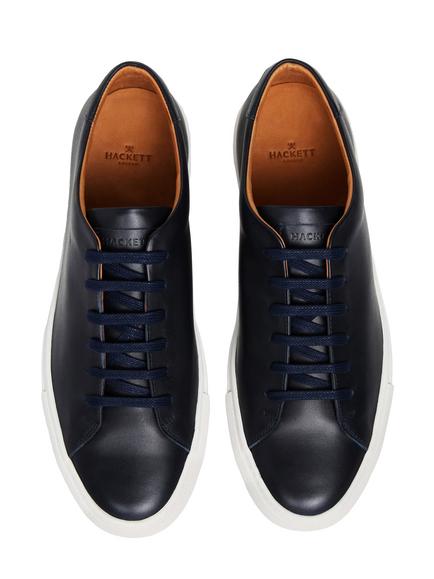 Hackett London Idol Derby Leather Trainers - view 2, Marine Blue