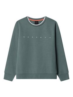 Hackett London Kids' Classic Fit Branded Crew-Neck Sweatshirt, Sage Green, Sage Green