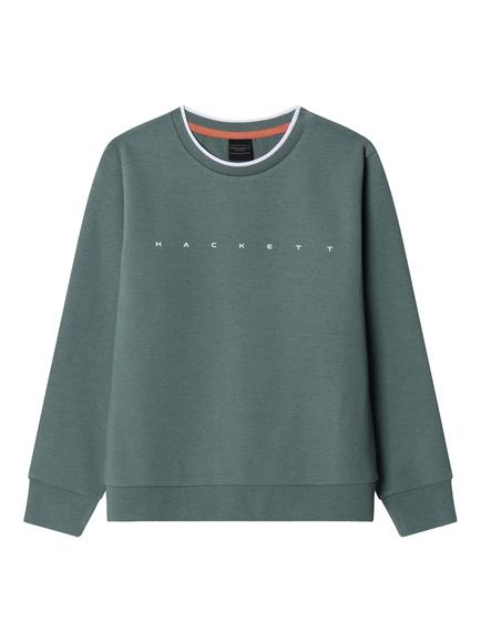 Hackett London Kids' Classic Fit Branded Crew-Neck Sweatshirt, Sage Green, Sage Green