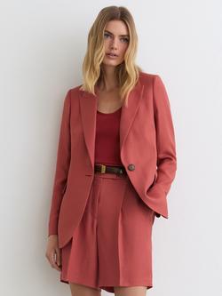 Reiss Jules Single Breasted Peak Lapel Suit Blazer, Burnt Red, Burnt Red