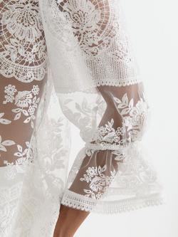 Reiss Demi Sheer Lace Shirt, Ivory - view 2, Ivory