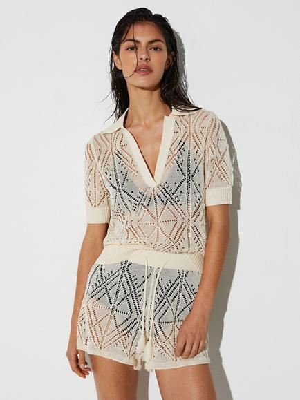 Reiss Finity Knitted Top, Cream, Cream