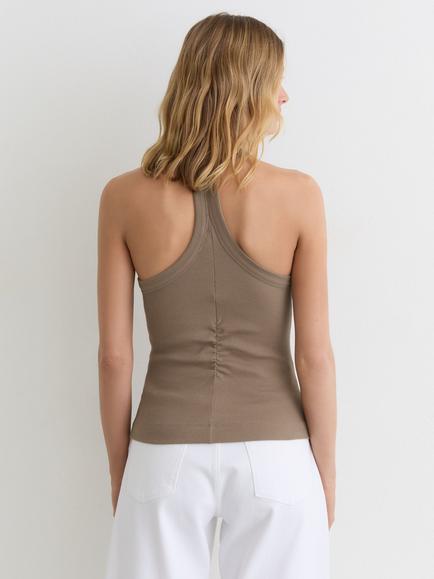 Reiss Lolana Racerback Tank Top, Taupe - view 2, Taupe Neutral