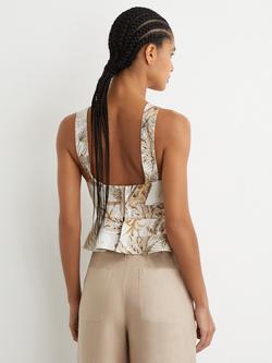 Reiss Remi Foral Bustier Top, Neutral - view 2, Neutral