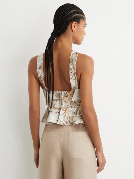 Reiss Remi Foral Bustier Top, Neutral - view 2, Neutral