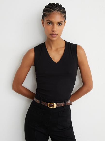 Reiss Sandy V-Neck Vest, Black, Black