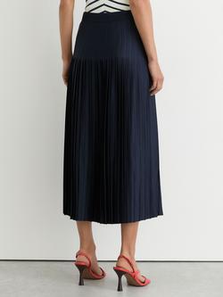 Reiss Savannah Pleated Midi Skirt, Navy - view 2, Navy