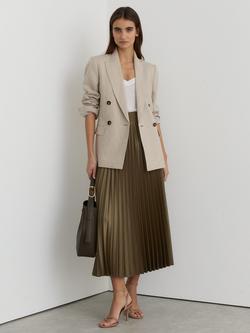 Reiss Petite Seren Pleated Skirt, Khaki Green, Khaki Green