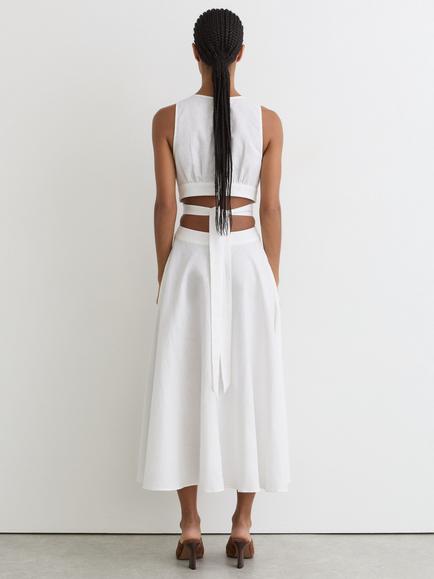 Reiss Hazel Linen Blend Cut Out Midi Dress, Ivory - view 2, Ivory