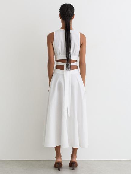 Reiss Petite Hazel Linen Blend Midi Dress, Ivory - view 2, Ivory