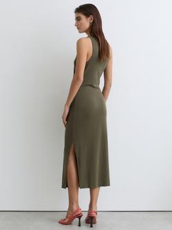 Reiss Lola Jersey Racer Midi Dress, Khaki Green - view 2, Khaki Green