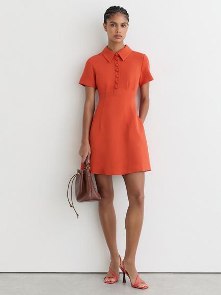 Reiss Marlie Mini Shirt Dress, Coral, Coral Orange