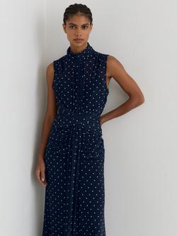 Reiss Stacey Polka Dot Maxi Dress, Navy/Ivory - view 2, Navy/Ivory