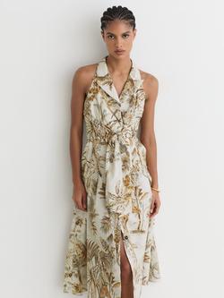 Reiss Tate Halterneck Cotton Dress, Neutral, Neutral