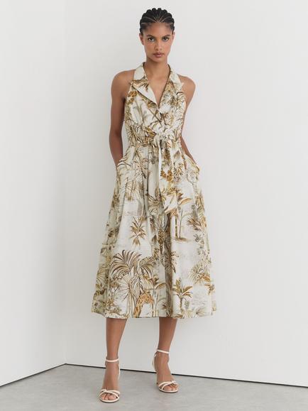 Reiss Petite Tate Halterneck Shirt Dress, Neutral, Neutral