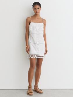 Reiss Toni Ruffle Mini Dress, Ivory, Ivory