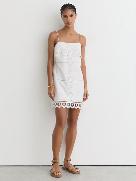 Reiss Toni Ruffle Mini Dress, Ivory, Ivory