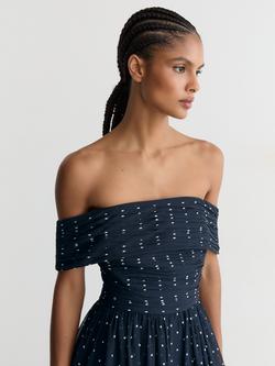 Reiss Margo Bardot Jumpsuit, Navy/Ivory - view 2, Navy/Ivory