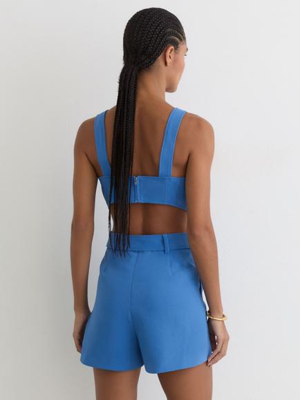 Reiss Lyon Sleeveless Square Neck Playsuit, Blue - view 2, Blue