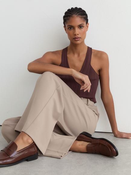Reiss Petite Gabi Tailored Trousers, Stone Neutral - view 2, Stone Neutral